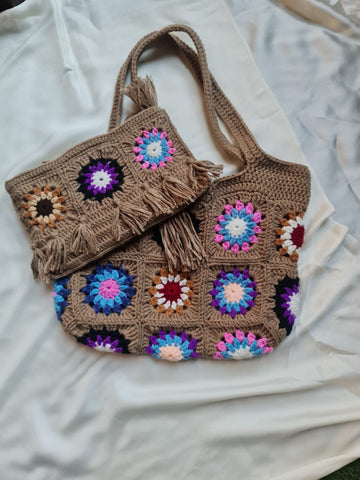 Brown Tote Bag with Wallet
